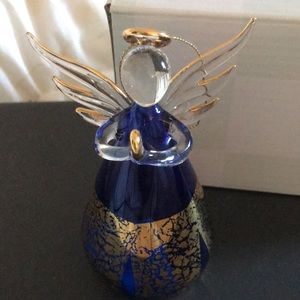 Russ beautiful Hand Blown glass ornament fluted Angel.
